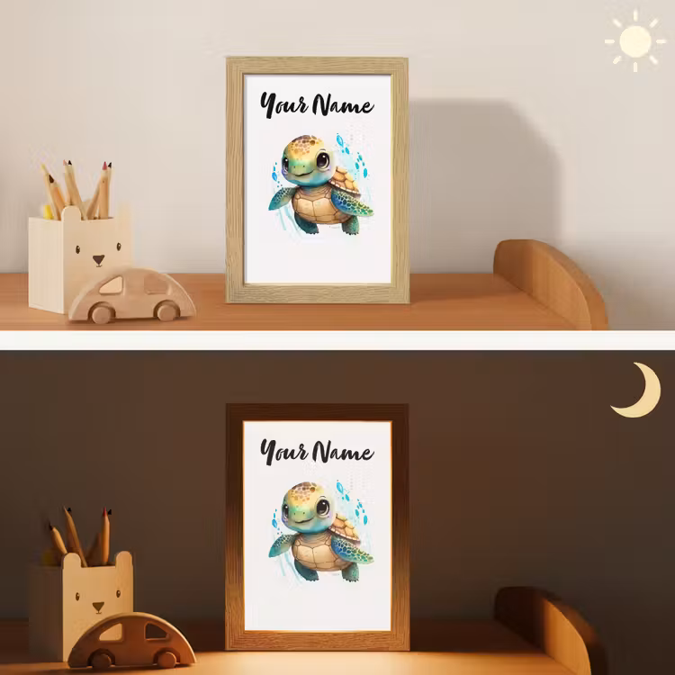 Schildpad - Waterverf - Kleuren - Dieren - Meisjes - Jongens Light Box met kabel (Kinderlampje) klein -sfeer3_kind