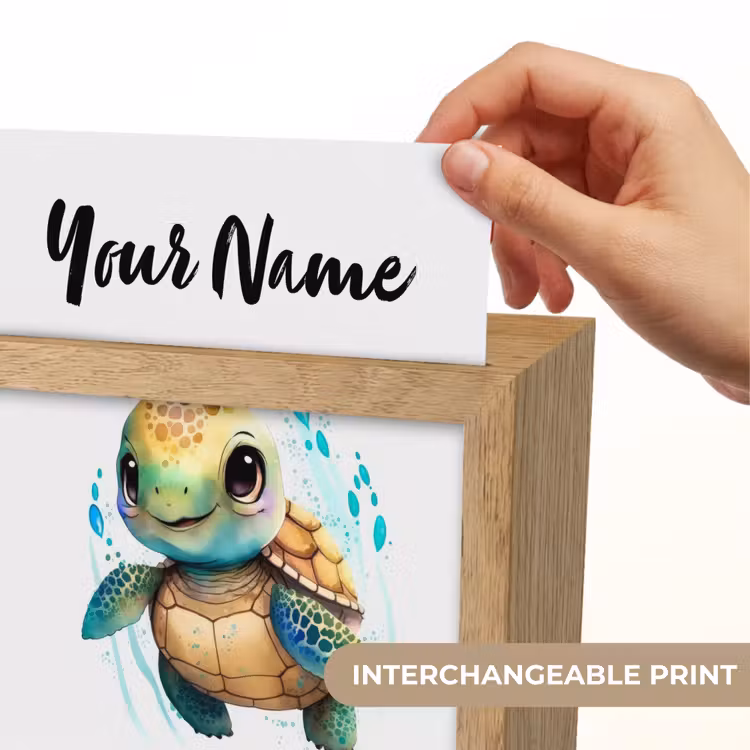 Schildpad - Waterverf - Kleuren - Dieren - Meisjes - Jongens Light Box met kabel (Kinderlampje) klein -USP_websiteprintEN