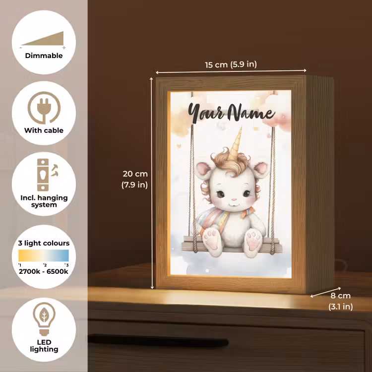 Eenhoorn - Dier - Kinderen - Unicorn Light Box met kabel (Kinderlampje) klein -USP_EN