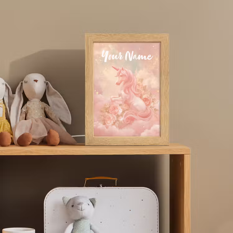 Eenhoorn - Wolken - Roze Light Box met kabel (Kinderlampje) klein -sfeer2_kind