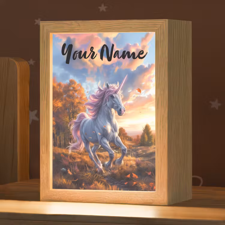 Eenhoorn - Sprookjes dier - Natuur - Meisjes Light Box met kabel (Kinderlampje) klein -zzz_3d_website