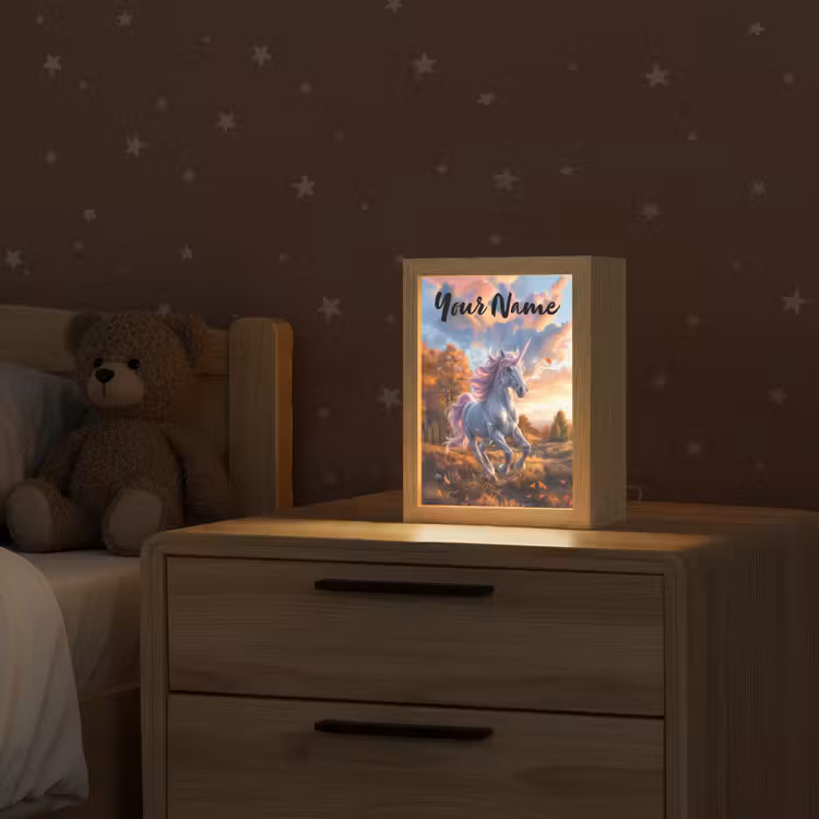 Eenhoorn - Sprookjes dier - Natuur - Meisjes Light Box met kabel (Kinderlampje) klein -sfeer1_kind