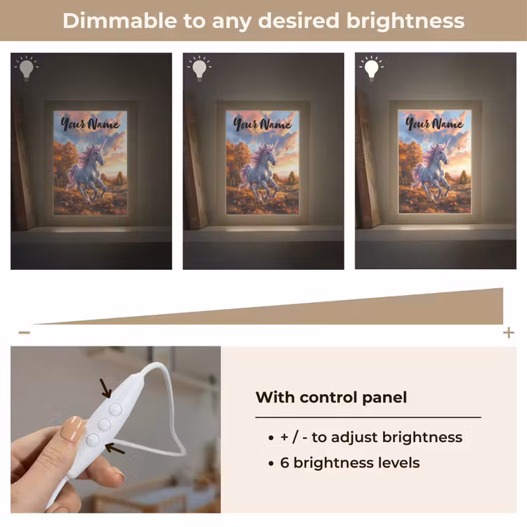 Eenhoorn - Sprookjes dier - Natuur - Meisjes Light Box met kabel (Kinderlampje) klein -USP_dimbaarEN