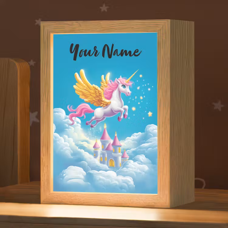 Eenhoorn - Fantasie - Kasteel Light Box met kabel (Kinderlampje) klein -zzz_3d_website