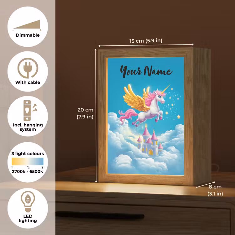 Eenhoorn - Fantasie - Kasteel Light Box met kabel (Kinderlampje) klein -USP_EN