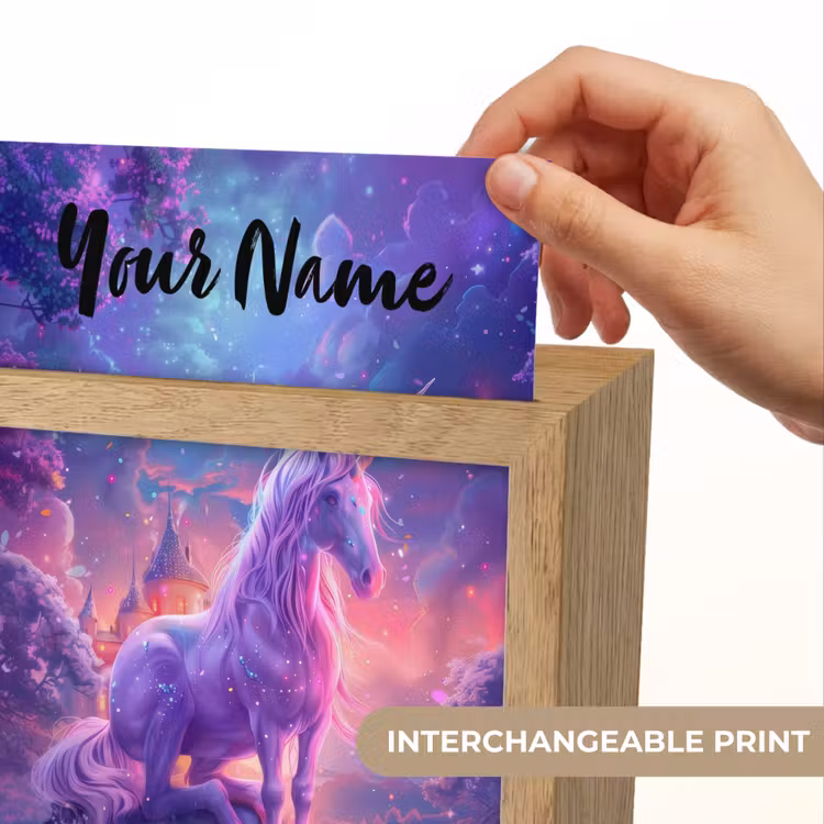 Eenhoorn - Fantasy - Kasteel - Meisje - Paars - Roze Light Box met kabel (Kinderlampje) klein -USP_websiteprintEN
