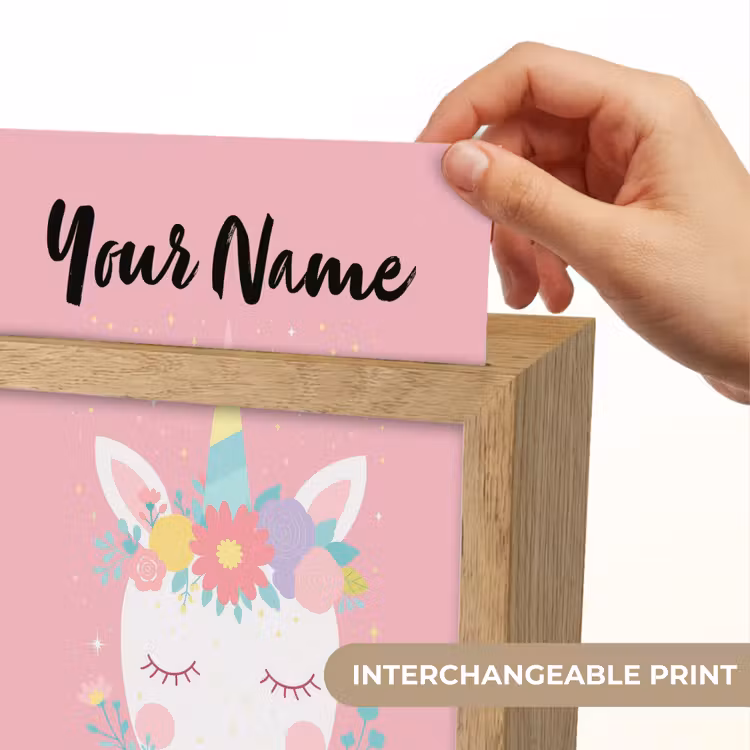 Eenhoorn - Bloemen - Roze Light Box met kabel (Kinderlampje) klein -USP_websiteprintEN