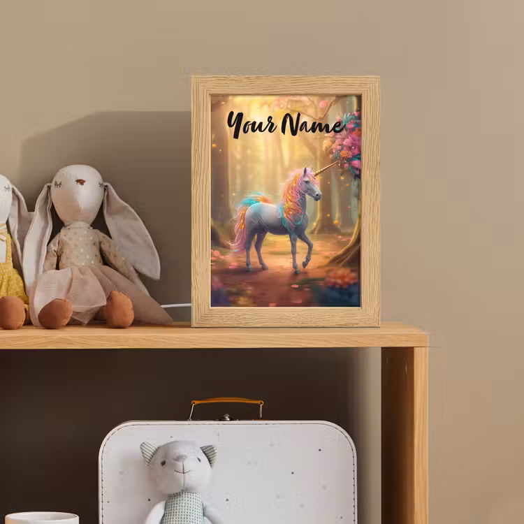 Eenhoorn - Bos - Kleurrijk - Bloemen - Meiden Light Box met kabel (Kinderlampje) klein -sfeer2_kind