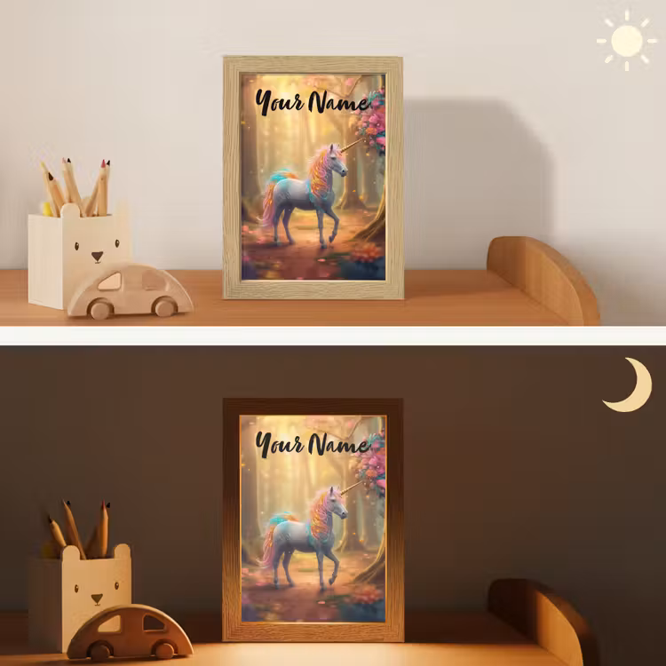 Eenhoorn - Bos - Kleurrijk - Bloemen - Meiden Light Box met kabel (Kinderlampje) klein -sfeer3_kind