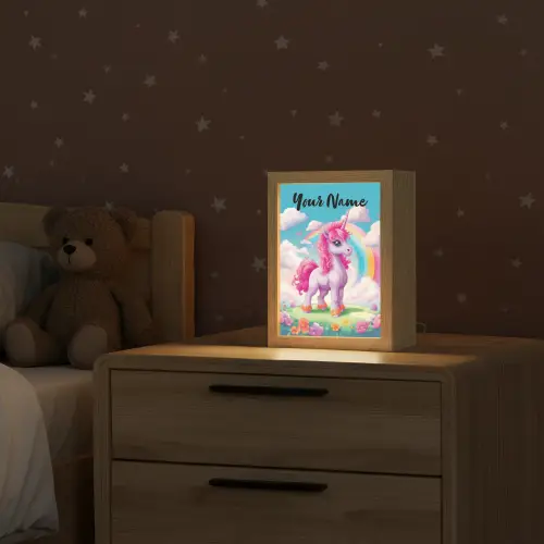Unicorn - Meisjes - Bloemen - Regenboog - Eenhoorn Light Box met kabel (Kinderlampje) klein -sfeer1_kind