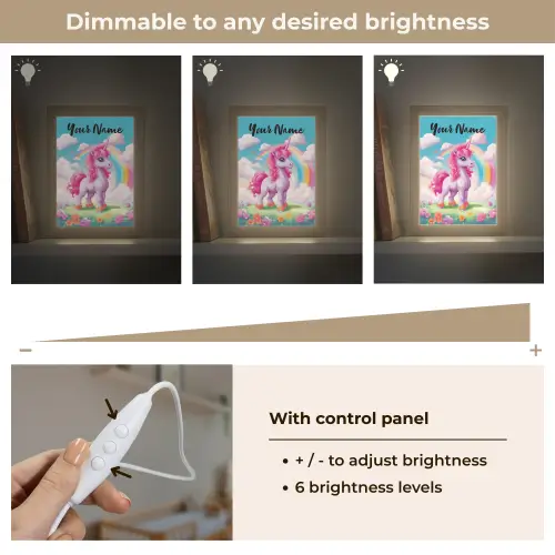 Unicorn - Meisjes - Bloemen - Regenboog - Eenhoorn Light Box met kabel (Kinderlampje) klein -USP_dimbaarEN