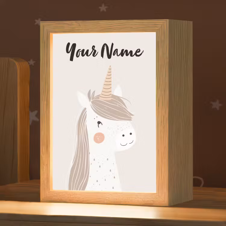 Eenhoorn - Pastel kleuren - Unicorn Light Box met kabel (Kinderlampje) klein -zzz_3d_website