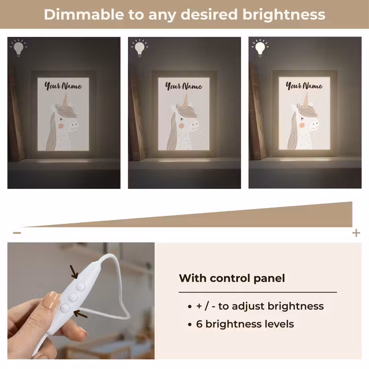 Eenhoorn - Pastel kleuren - Unicorn Light Box met kabel (Kinderlampje) klein -USP_dimbaarEN