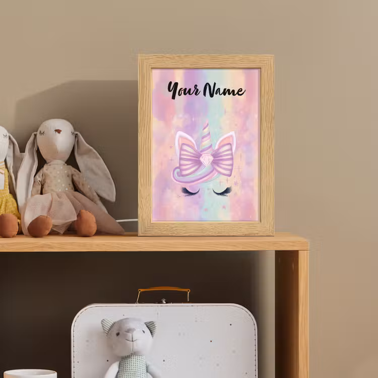 Eenhoorn - Pastel - Glitters - Regenboog Light Box met kabel (Kinderlampje) klein -sfeer2_kind