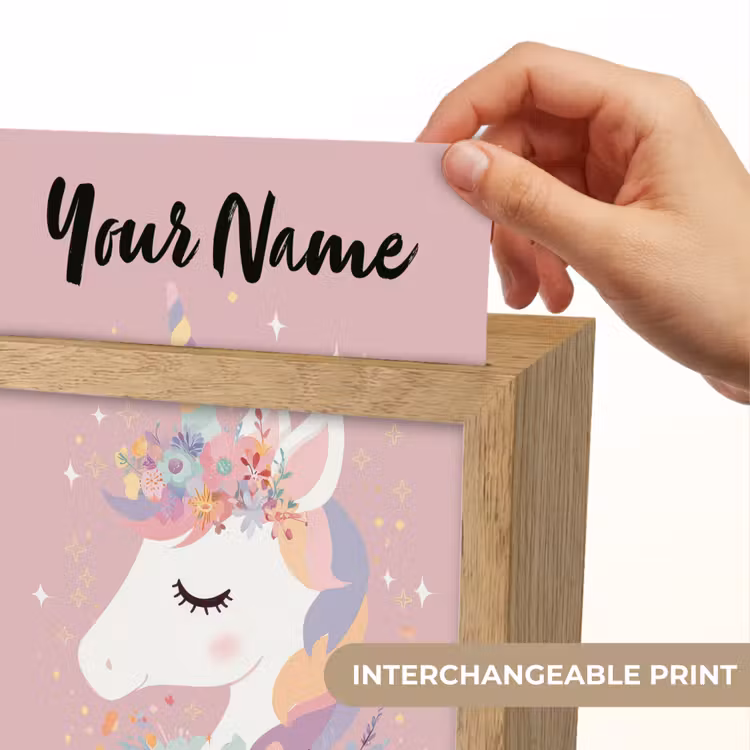 Eenhoorn - Roze - Bloemen Light Box met kabel (Kinderlampje) klein -USP_websiteprintEN