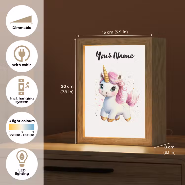Eenhoorn - Roze - Magie Light Box met kabel (Kinderlampje) klein -USP_EN