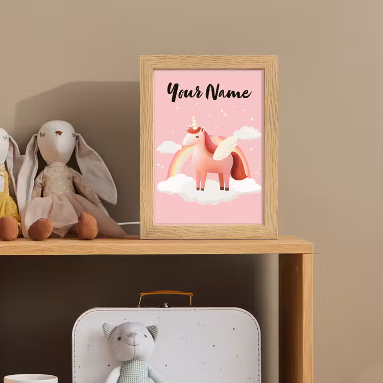Eenhoorn - Vleugels - Roze - Regenboog Light Box met kabel (Kinderlampje) klein -sfeer2_kind