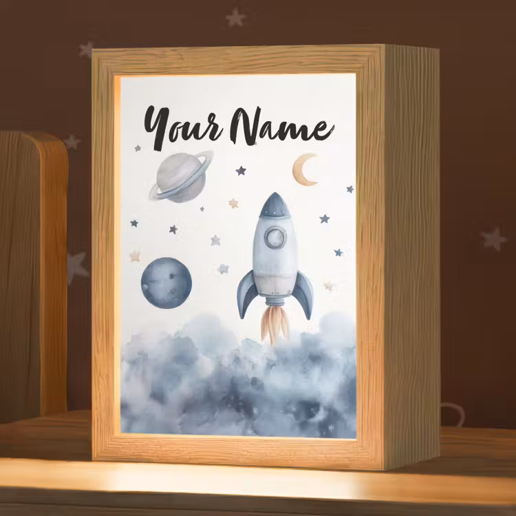 Waterverf - Planeten - Sterren - Raket Light Box met kabel (Kinderlampje) klein -zzz_3d_website