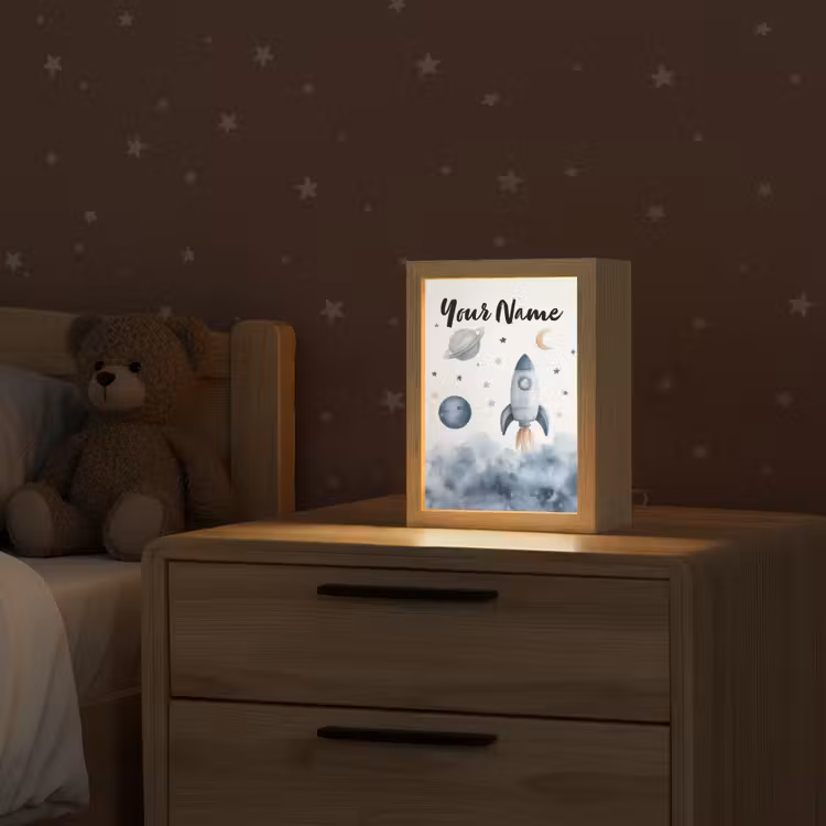 Waterverf - Planeten - Sterren - Raket Light Box met kabel (Kinderlampje) klein -sfeer1_kind