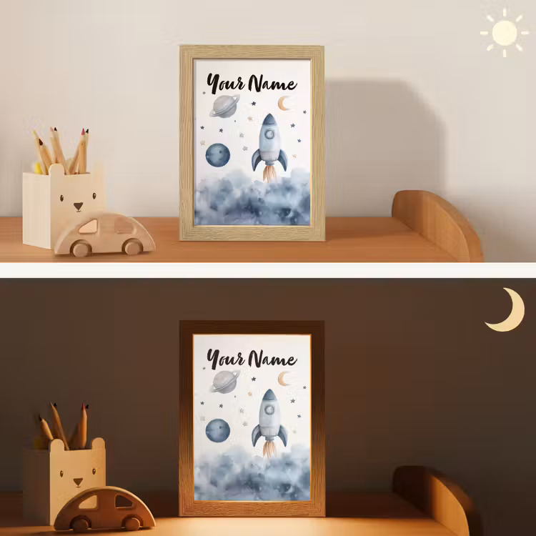 Waterverf - Planeten - Sterren - Raket Light Box met kabel (Kinderlampje) klein -sfeer3_kind