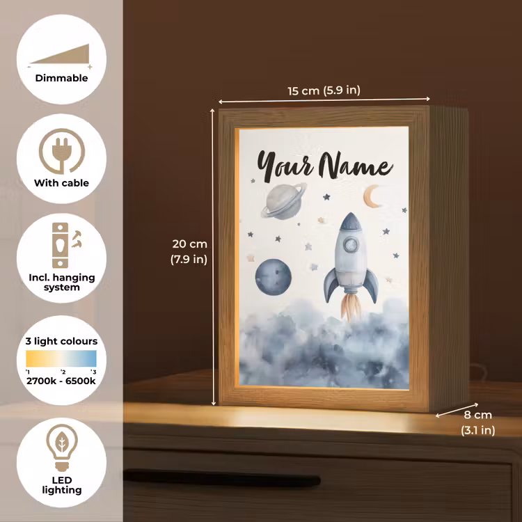 Waterverf - Planeten - Sterren - Raket Light Box met kabel (Kinderlampje) klein -USP_EN