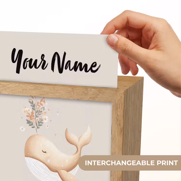 Walvis - Illustratie - Minimalistisch - Bloemen Light Box met kabel (Kinderlampje) klein -USP_websiteprintEN