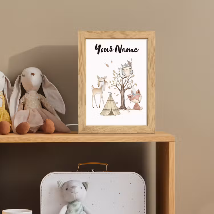 Wilde dieren - Bos - Illustratie Light Box met kabel (Kinderlampje) klein -sfeer2_kind