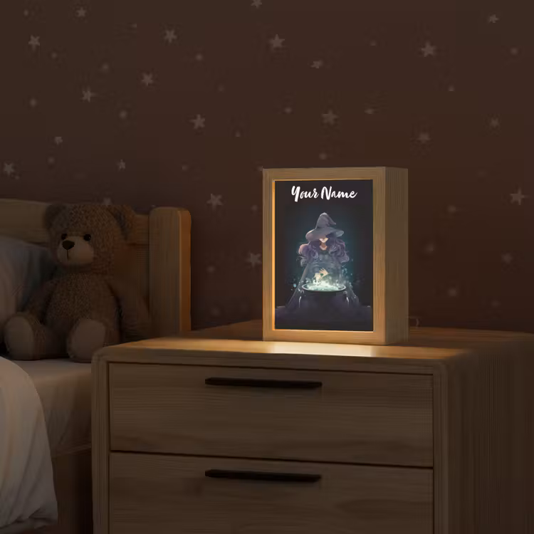 Heks - Magie - Heksenketel - Paars Light Box met kabel (Kinderlampje) klein -sfeer1_kind