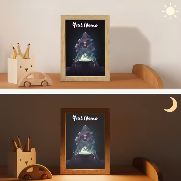 Heks - Magie - Heksenketel - Paars Light Box met kabel (Kinderlampje) klein -sfeer3_kind