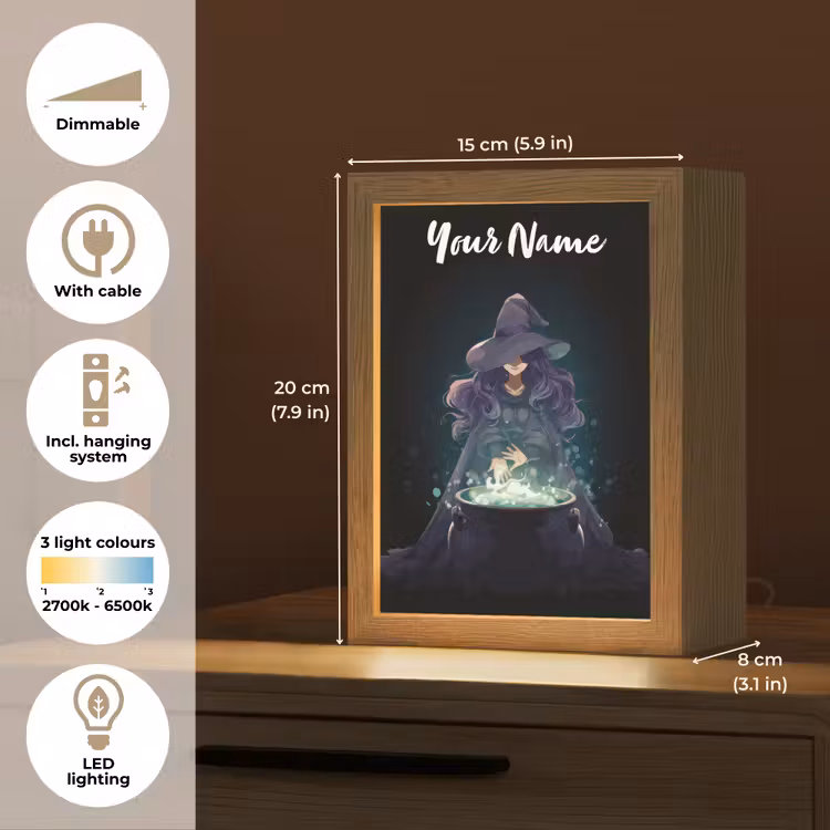Heks - Magie - Heksenketel - Paars Light Box met kabel (Kinderlampje) klein -USP_EN