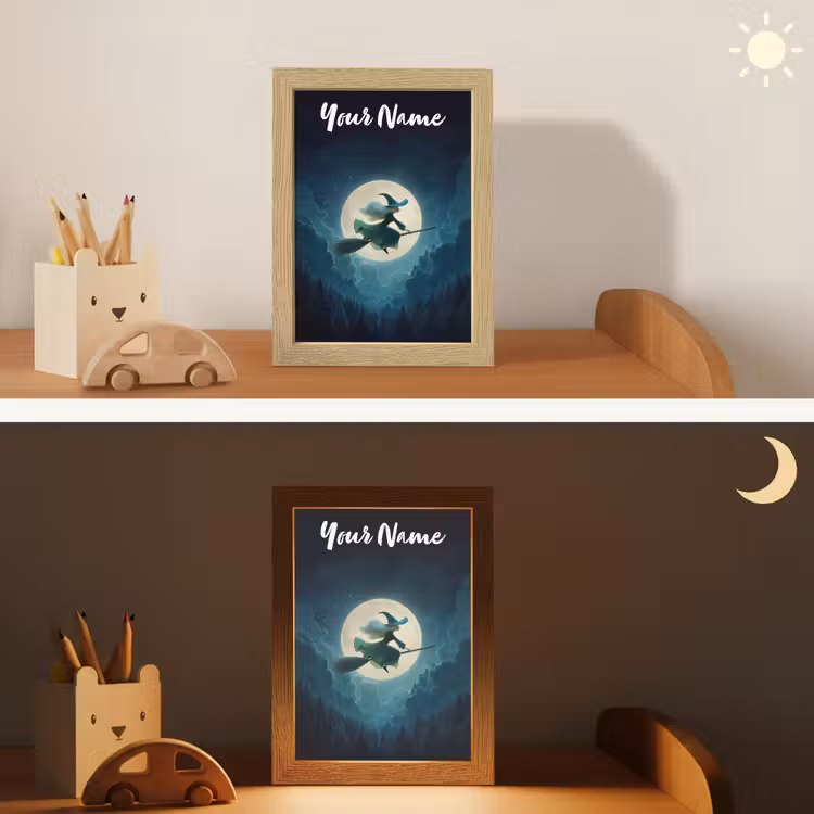 Heks - Maan - Bos - Magisch Light Box met kabel (Kinderlampje) klein -sfeer3_kind