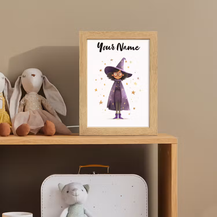 Heks - Paars - Sterren - Heksenhoed Light Box met kabel (Kinderlampje) klein -sfeer2_kind