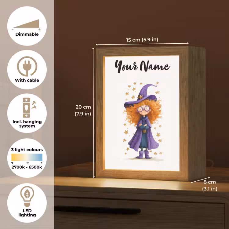 Toverheks - Sterren - Paars Light Box met kabel (Kinderlampje) klein -USP_EN