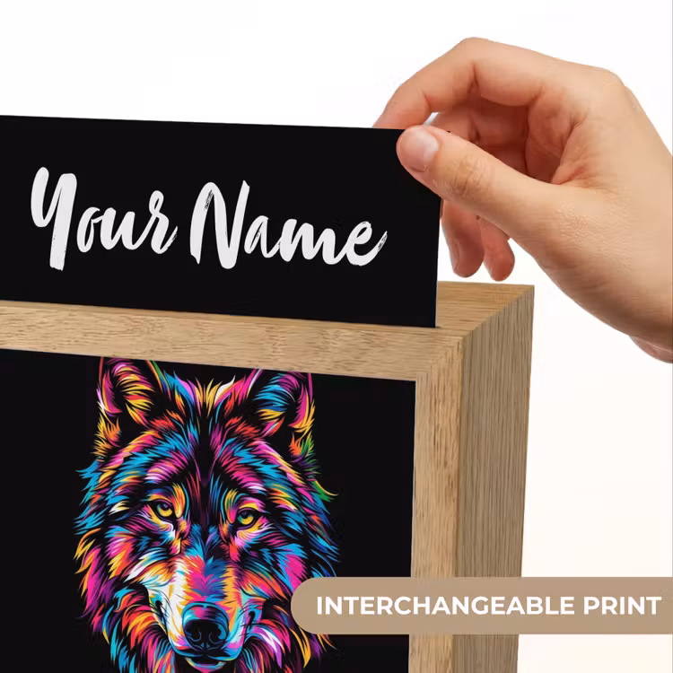 Wolf - Kleurrijk - Zwart - Dieren - Neon Light Box met kabel (Kinderlampje) klein -USP_websiteprintEN