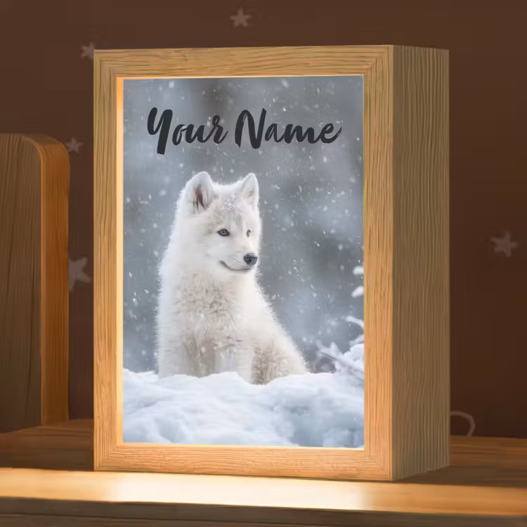 Wolf - Pup - Sneeuw Light Box met kabel (Kinderlampje) klein -zzz_3d_website