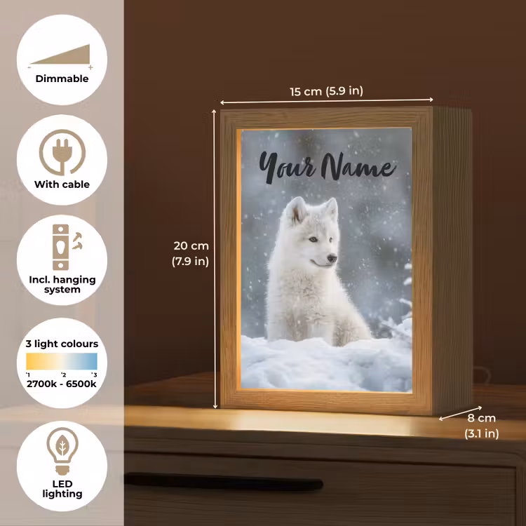 Wolf - Pup - Sneeuw Light Box met kabel (Kinderlampje) klein -USP_EN
