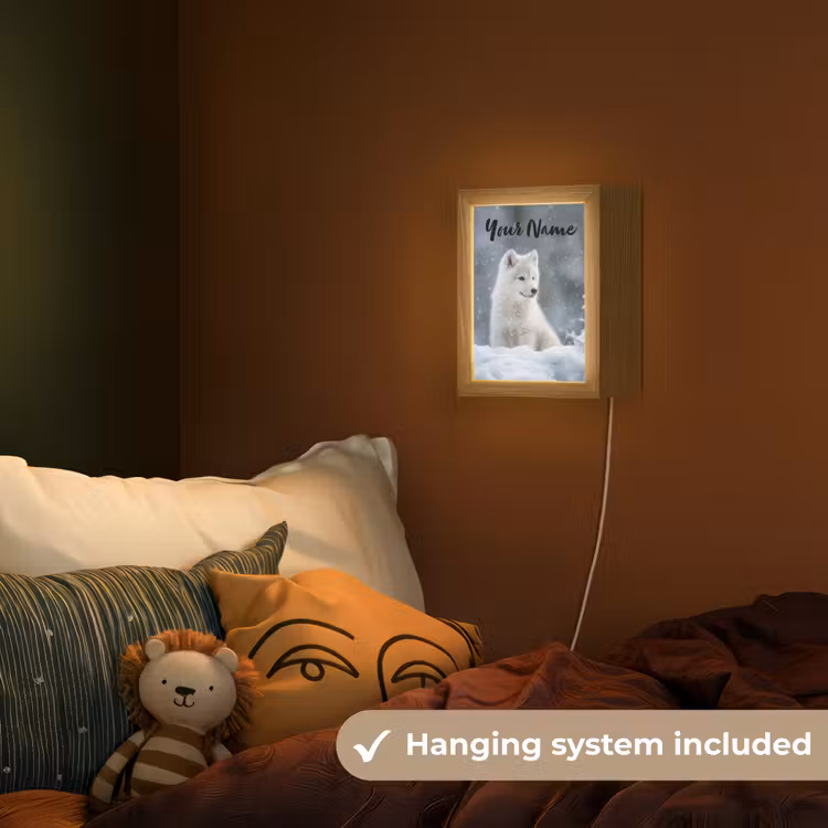 Wolf - Pup - Sneeuw Light Box met kabel (Kinderlampje) klein -sfeer5_kind_EN