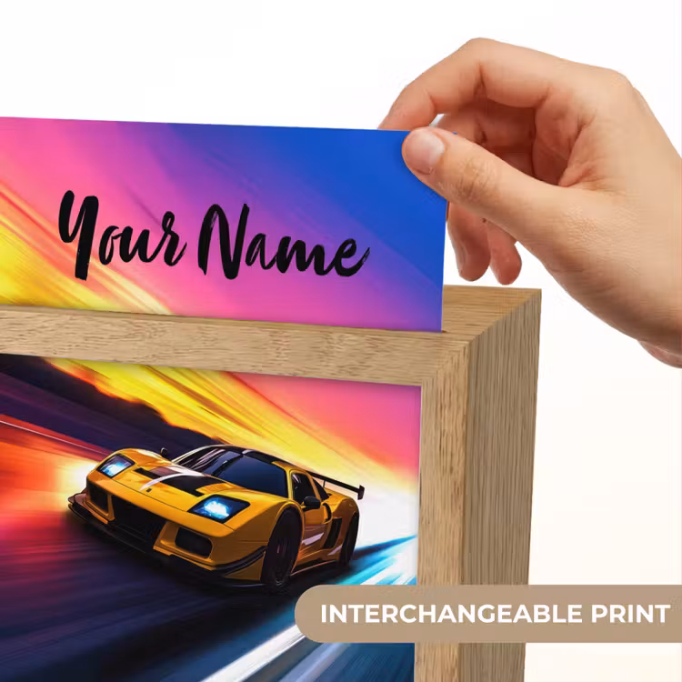 Gele raceauto - Kleurrijk - Neon Light Box met kabel (Kinderlampje) klein -USP_websiteprintEN