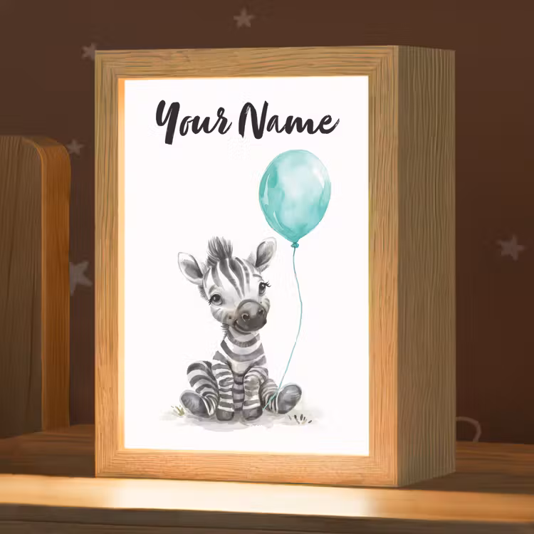 Zebra - Baby dier - Blauwe ballon Light Box met kabel (Kinderlampje) klein -zzz_3d_website