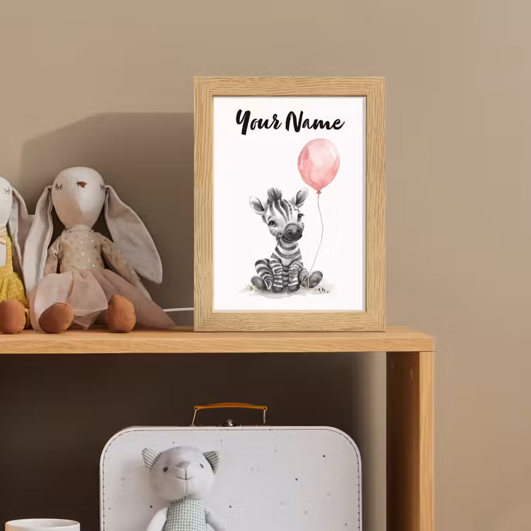 Zebra - Baby - Dieren - Roze ballon Light Box met kabel (Kinderlampje) klein -sfeer2_kind