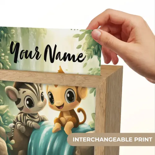 Zebra - Aapje - Waterval - Rotsen Light Box met kabel (Kinderlampje) klein -USP_websiteprintEN