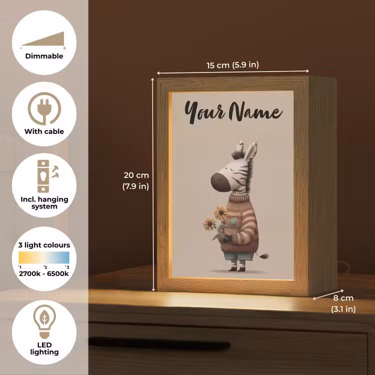 Zebra - Zonnebloemen - Warm Light Box met kabel (Kinderlampje) klein -USP_EN
