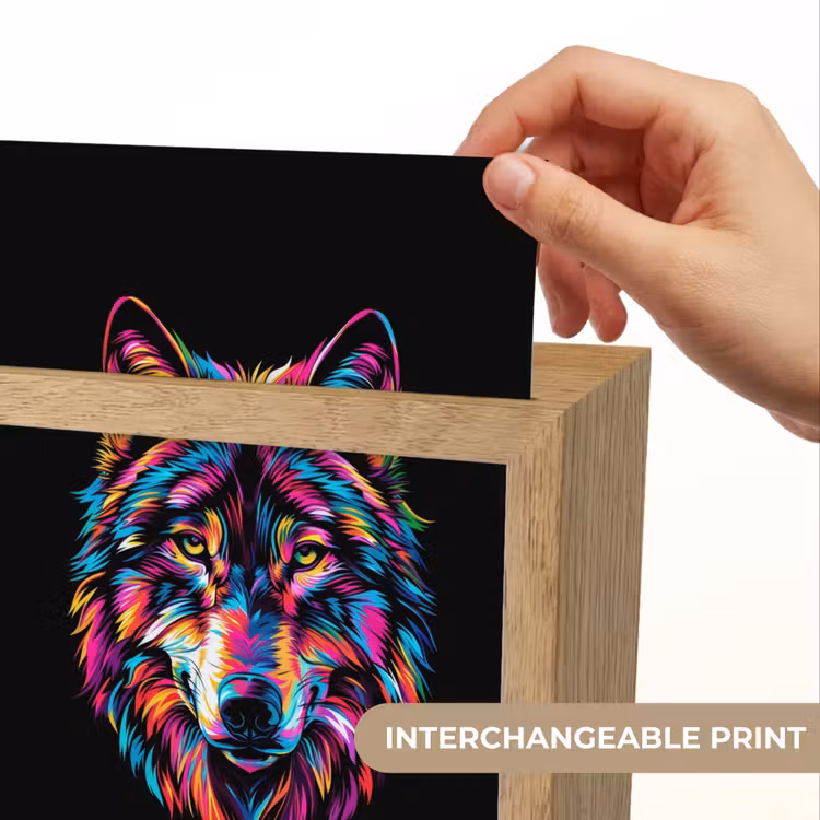 Wolf - Kleurrijk - Zwart - Dieren - Neon Light Box met kabel (Kinderlampje) klein -USP_websiteprintEN