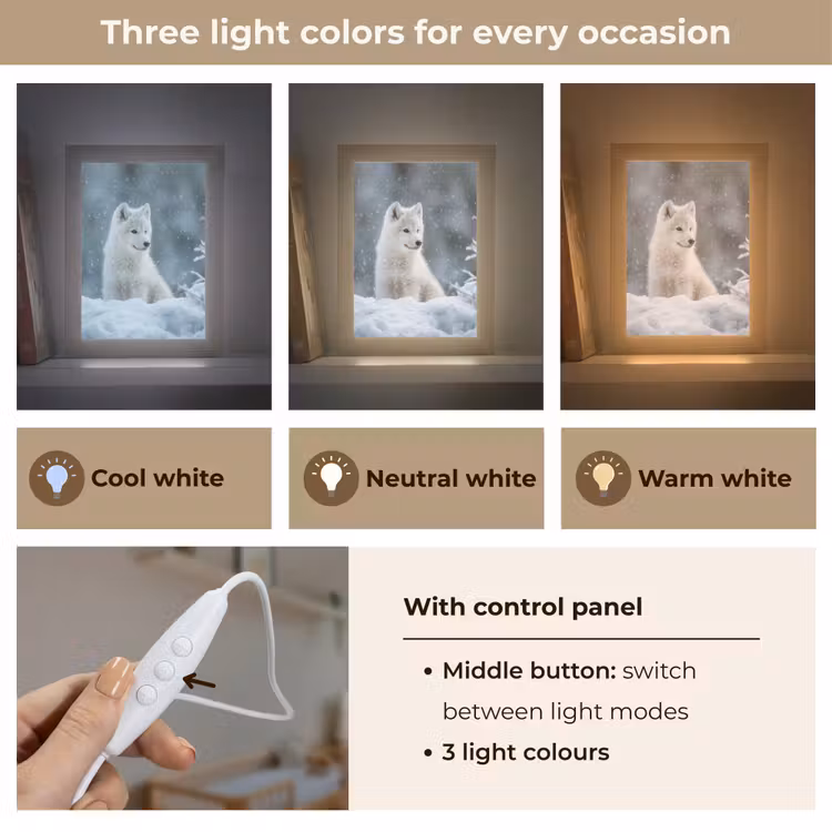 Wolf - Pup - Sneeuw Light Box met kabel (Kinderlampje) klein -USP_lichtkleurEN