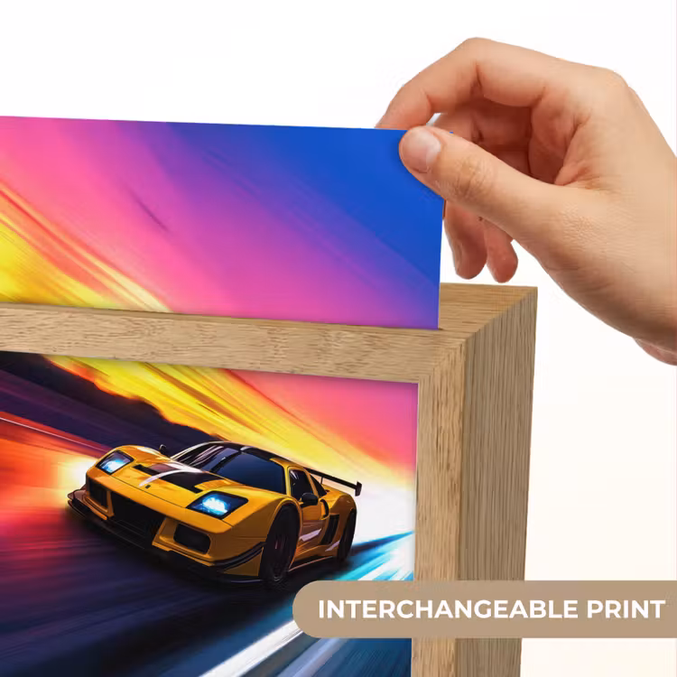 Gele raceauto - Kleurrijk - Neon Light Box met kabel (Kinderlampje) klein -USP_websiteprintEN