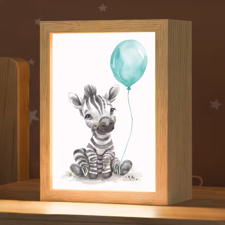 Zebra - Baby dier - Blauwe ballon Light Box met kabel klein -zzz_3d_website