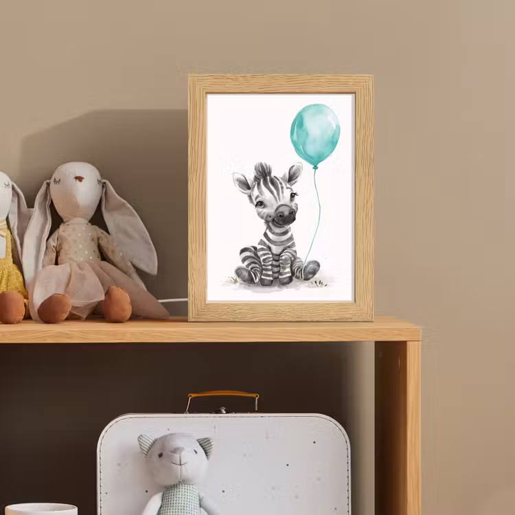 Zebra - Baby dier - Blauwe ballon Light Box met kabel klein -sfeer2_kind