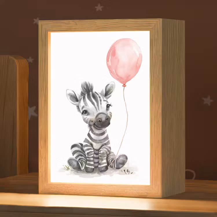Zebra - Baby - Dieren - Roze ballon Light Box met kabel klein -zzz_3d_website