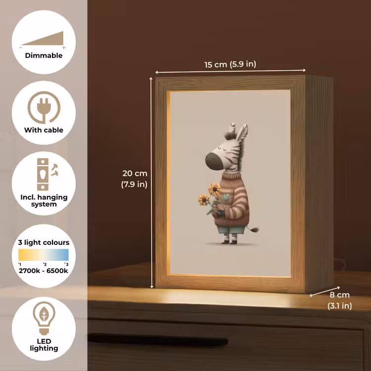 Zebra - Zonnebloemen - Warm Light Box met kabel (Kinderlampje) klein -USP_EN