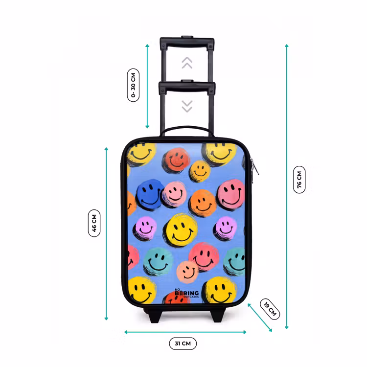 Een speels en kunstzinnig patroon van kleurrijke smileys Kinderkoffer - Zwart klein -productfoto_formaten
